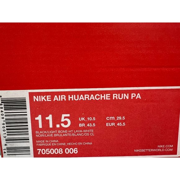 Nike Air Huarache Run PA Black/Light Bone-Hot Lava-White -705008 006 Men's size - Picture 10 of 10